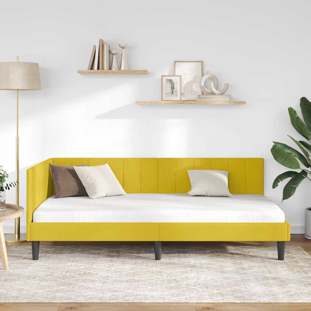 Vidaxl hoekbedframe geel 90 x 200 cm fluweel