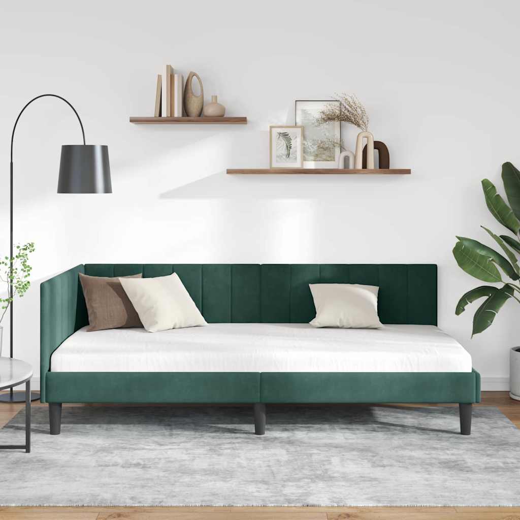 Vidaxl hoekbedframe donkergroen 100 x 200 cm fluweel