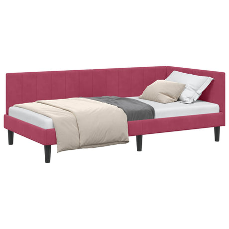 Vidaxl hoekbedframe wijnrood 100 x 200 cm fluweel