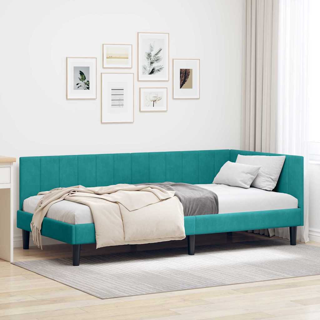 Vidaxl hoekbedframe turquoise 100 x 200 cm fluweel