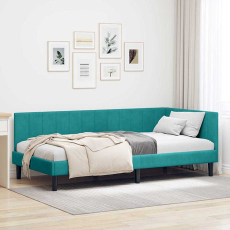 Vidaxl hoekbedframe turquoise 100 x 200 cm fluweel