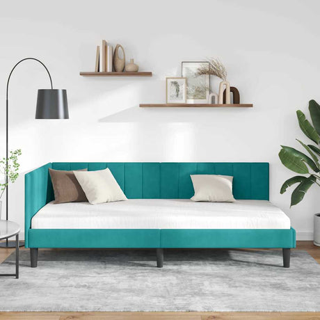 Vidaxl hoekbedframe turquoise 100 x 200 cm fluweel
