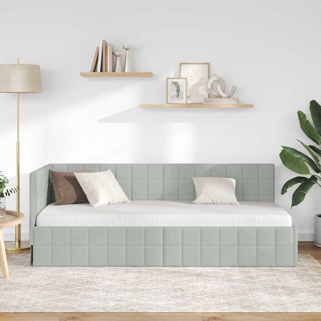 Vidaxl hoekbedframe lichtgrijs 80 x 200 cm fluweel