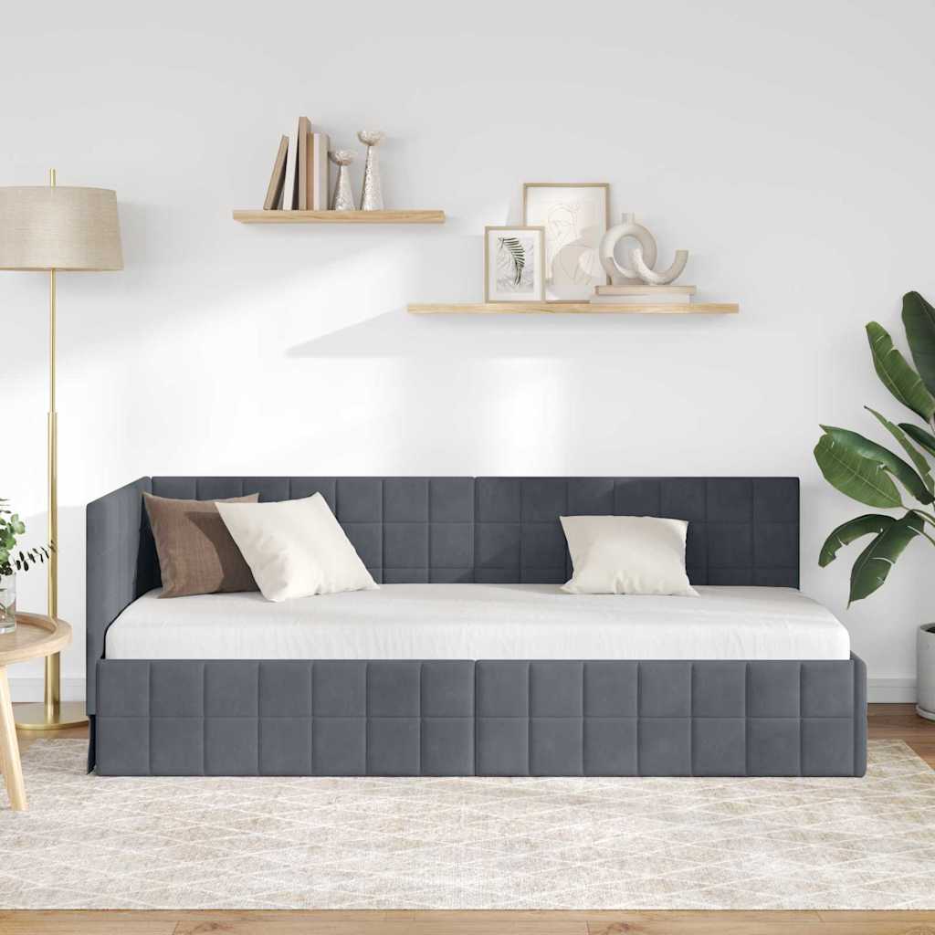 Vidaxl hoekbedframe donkergrijs 80 x 200 cm fluweel