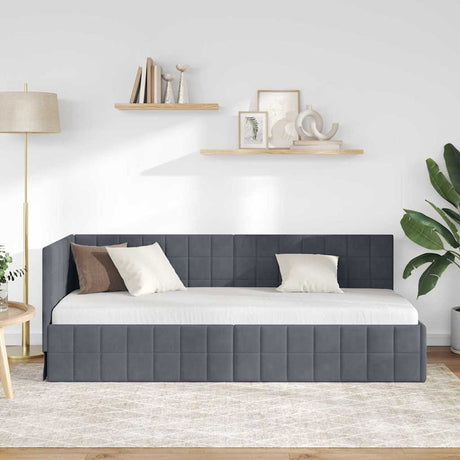 Vidaxl hoekbedframe donkergrijs 80 x 200 cm fluweel