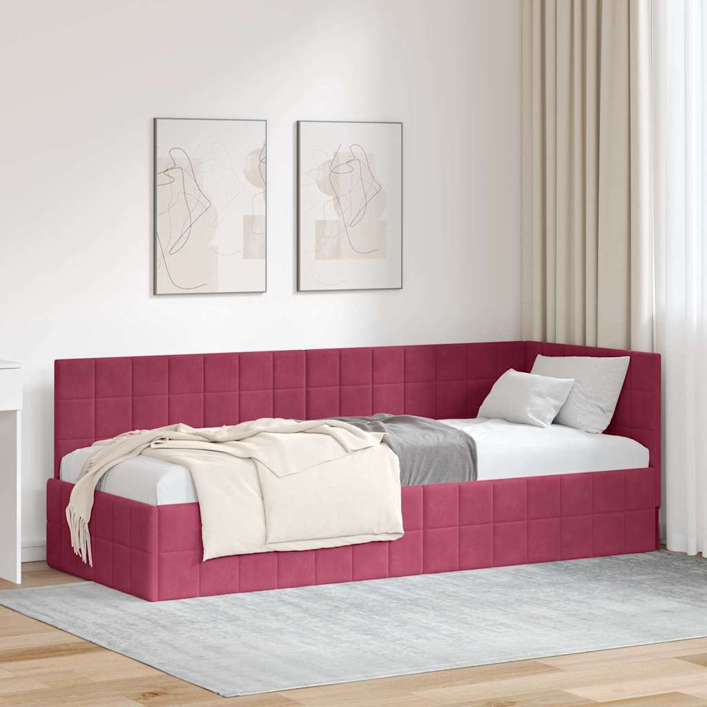 Vidaxl hoekbedframe wijnrood 80 x 200 cm fluweel