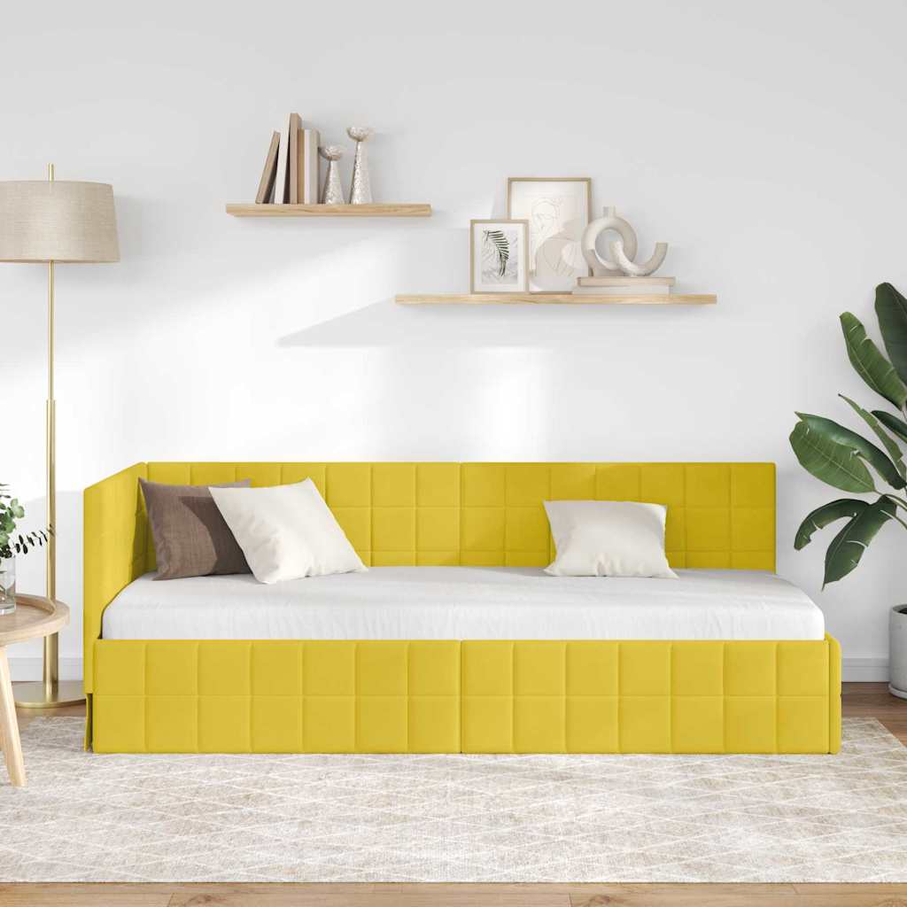 Vidaxl hoekbedframe geel 80 x 200 cm fluweel