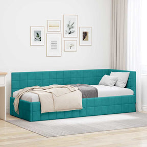 Vidaxl hoekbedframe turquoise 80 x 200 cm fluweel