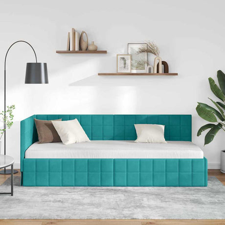 Vidaxl hoekbedframe turquoise 80 x 200 cm fluweel
