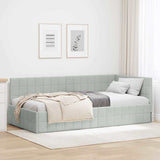 Vidaxl hoekbedframe lichtgrijs 90 x 190 cm fluweel