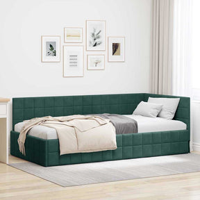 Vidaxl hoekbedframe donkergroen 90 x 190 cm fluweel