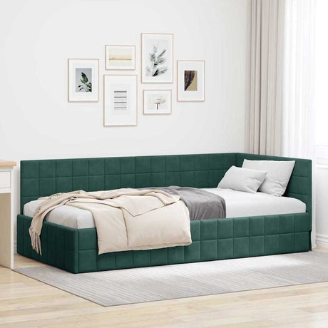Vidaxl hoekbedframe donkergroen 90 x 190 cm fluweel