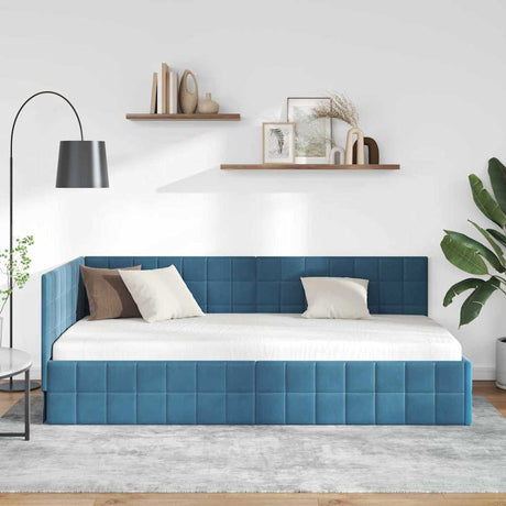 Vidaxl hoekbedframe blauw 90 x 200 cm fluweel