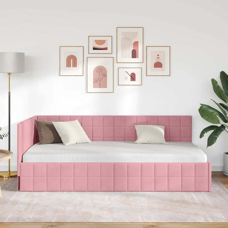 Vidaxl hoekbedframe roze 90 x 200 cm fluweel