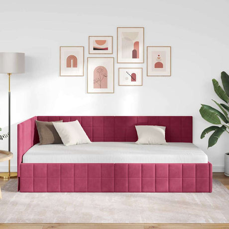 Vidaxl hoekbedframe wijnrood 90 x 200 cm fluweel