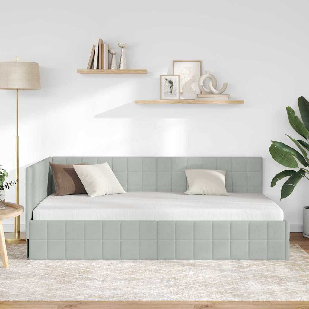 Vidaxl hoekbedframe lichtgrijs 100 x 200 cm fluweel