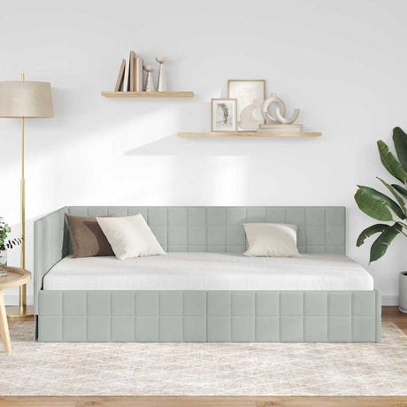Vidaxl hoekbedframe lichtgrijs 100 x 200 cm fluweel
