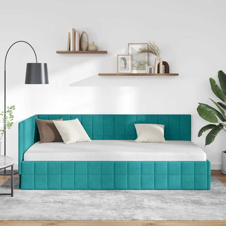 Vidaxl hoekbedframe turquoise 100 x 200 cm fluweel