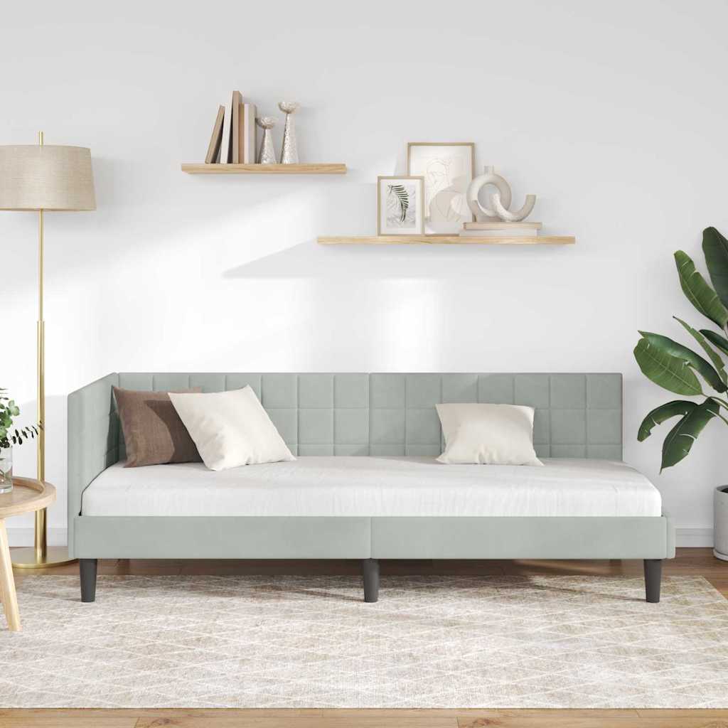 Vidaxl hoekbedframe lichtgrijs 80 x 200 cm fluweel