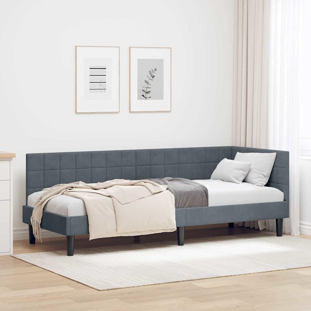 Vidaxl hoekbedframe donkergrijs 80 x 200 cm fluweel