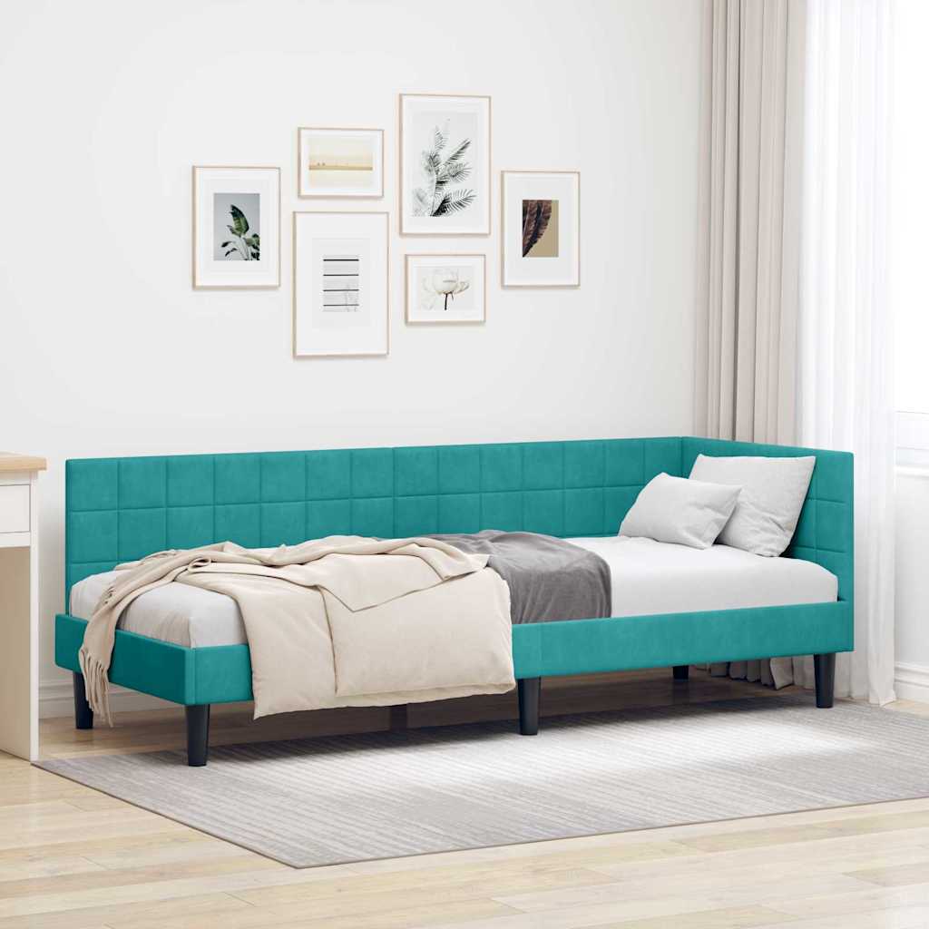 Vidaxl hoekbedframe turquoise 80 x 200 cm fluweel