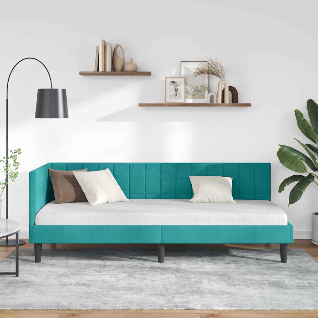 Vidaxl hoekbedframe turquoise 80 x 200 cm fluweel
