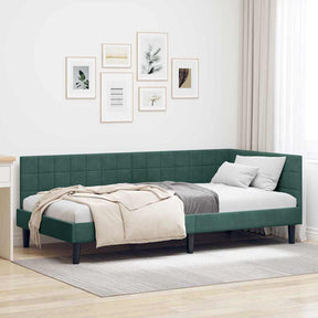 Vidaxl hoekbedframe donkergroen 90 x 190 cm fluweel