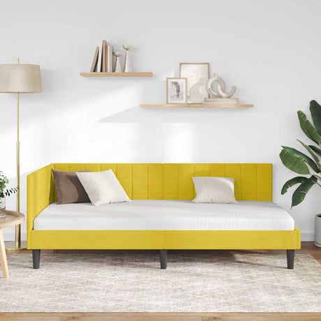Vidaxl hoekbedframe geel 90 x 190 cm fluweel