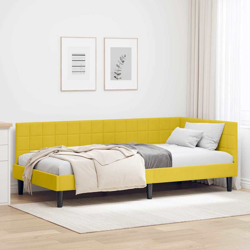 Vidaxl hoekbedframe geel 90 x 200 cm fluweel