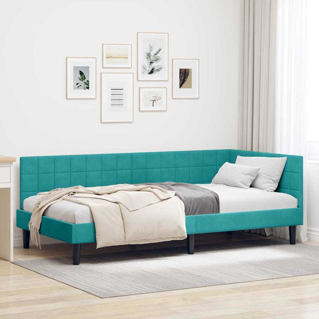 Vidaxl hoekbedframe turquoise 90 x 200 cm fluweel