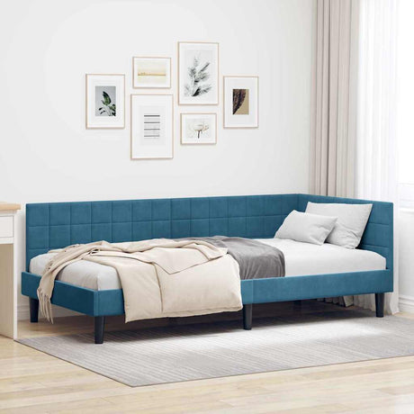 Vidaxl hoekbedframe blauw 100 x 200 cm fluweel