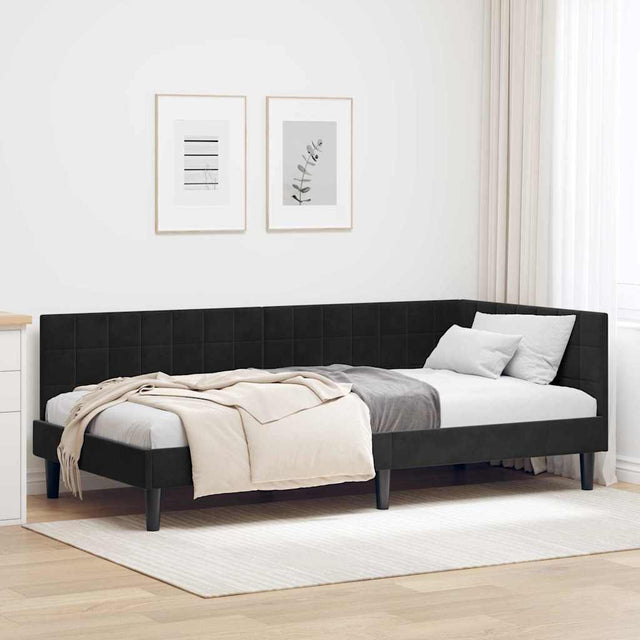 Vidaxl hoekbedframe zwart 100 x 200 cm fluweel