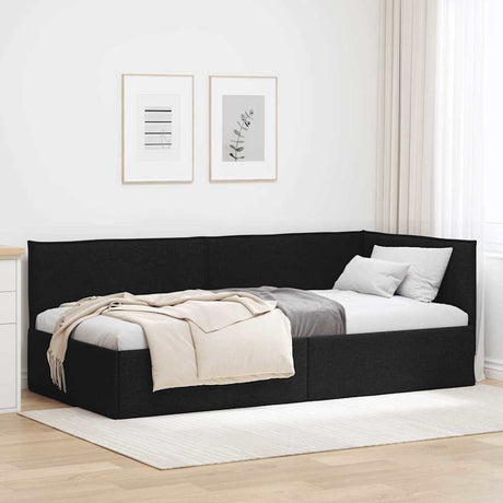 Vidaxl hoekbedframe zwart 90 x 190 cm stof