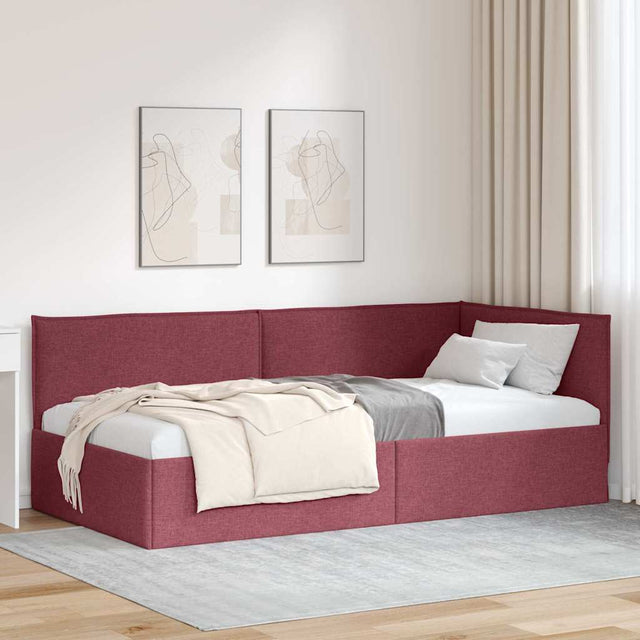 Vidaxl hoekbedframe wijnrood 90 x 190 cm stof
