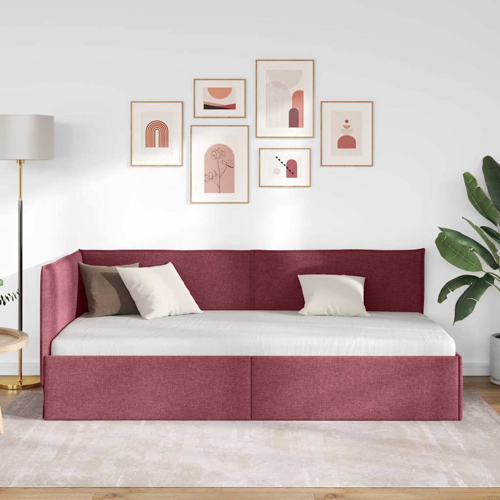 Vidaxl hoekbedframe wijnrood 90 x 190 cm stof