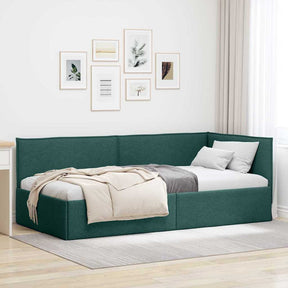 Vidaxl hoekbedframe donkergroen 90 x 190 cm stof