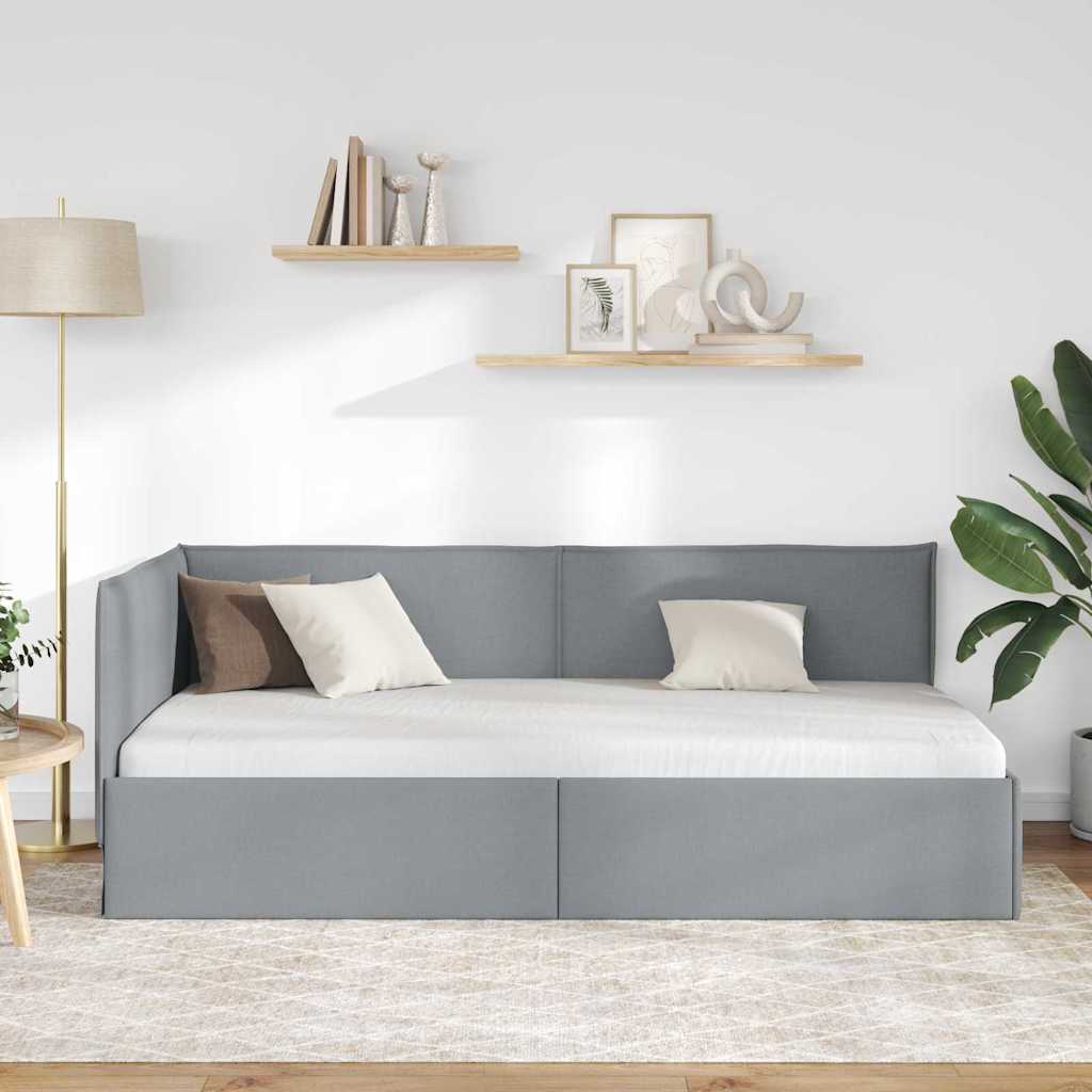 Vidaxl hoekbedframe lichtgrijs 90 x 200 cm stof