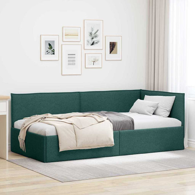 Vidaxl hoekbedframe donkergroen 100 x 200 cm stof