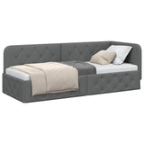Vidaxl hoekbedframe donkergrijs 80 x 200 cm stof