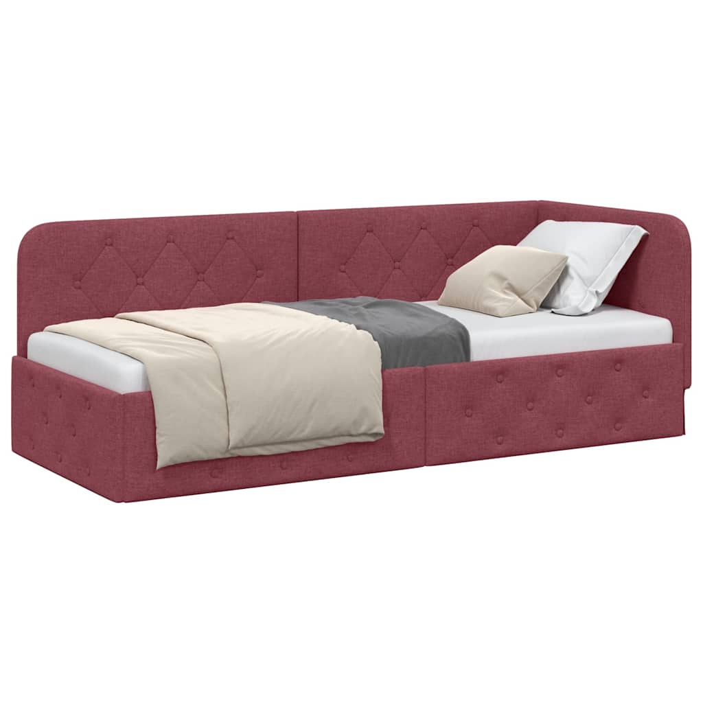 Vidaxl hoekbedframe wijnrood 80 x 200 cm stof