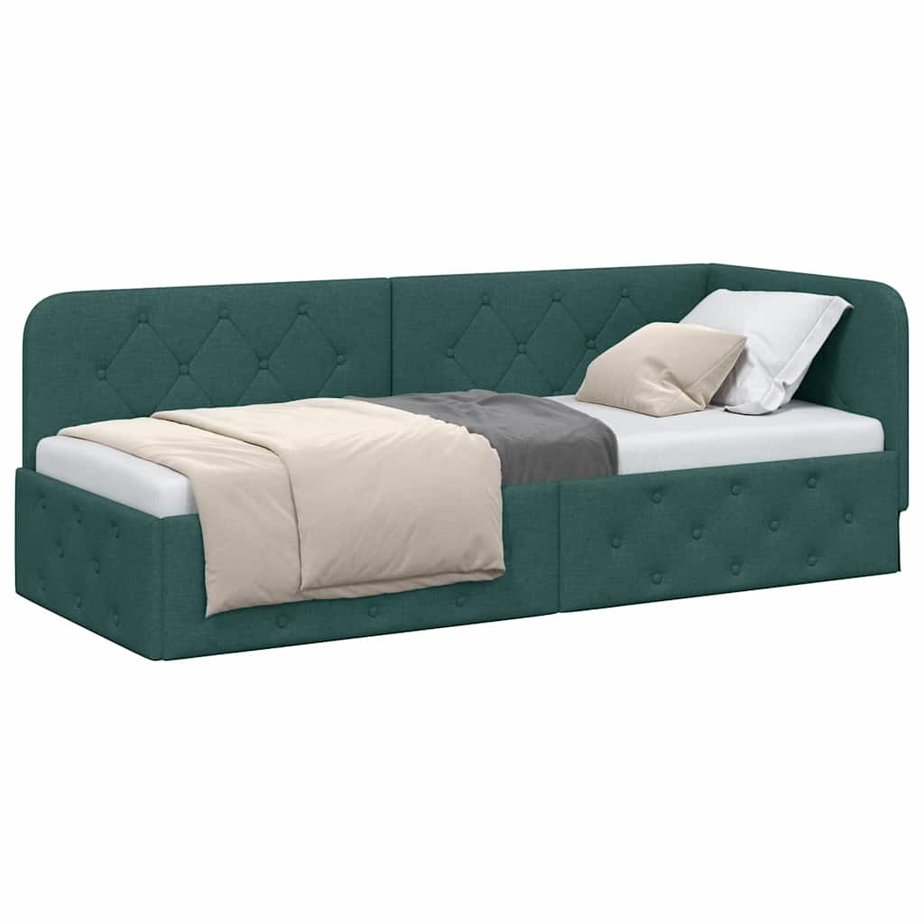 Vidaxl hoekbedframe donkergroen 80 x 200 cm stof