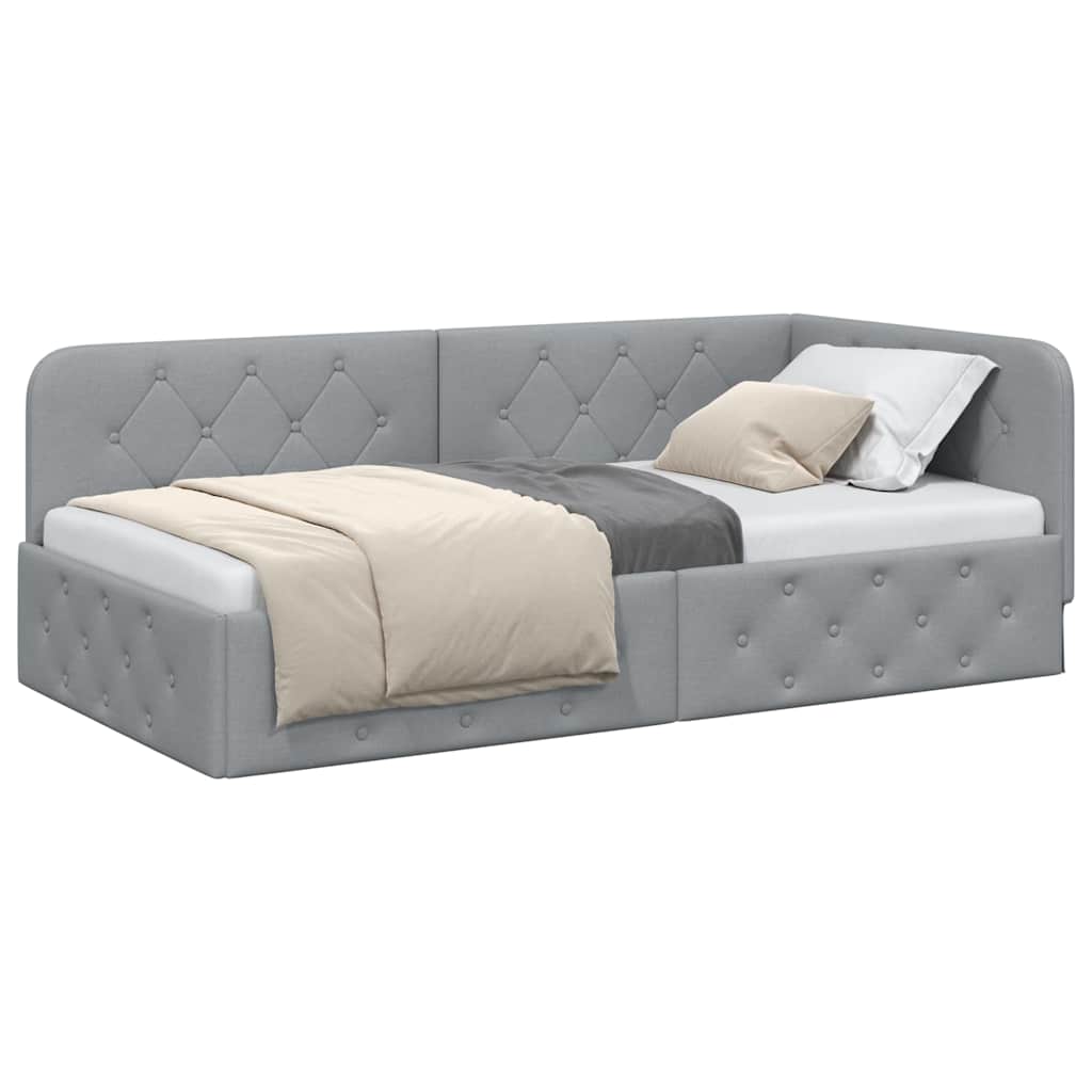 Vidaxl hoekbedframe lichtgrijs 90 x 190 cm stof