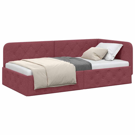 Vidaxl hoekbedframe wijnrood 90 x 190 cm stof