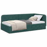 Vidaxl hoekbedframe donkergroen 90 x 190 cm stof