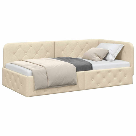 Vidaxl hoekbedframe crème 90 x 190 cm stof