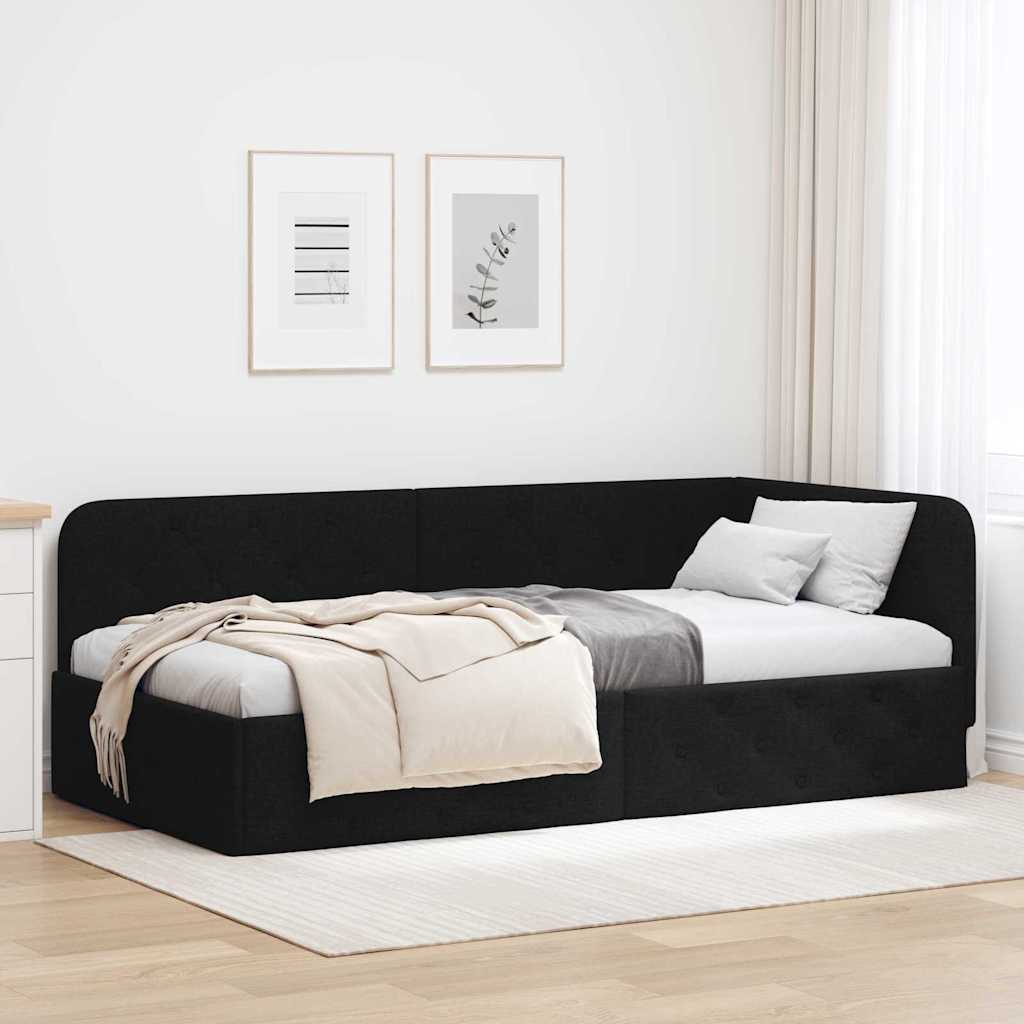 Vidaxl hoekbedframe zwart 90 x 200 cm stof