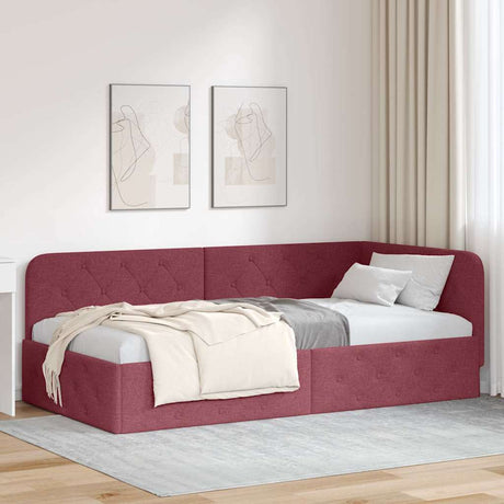 Vidaxl hoekbedframe wijnrood 90 x 200 cm stof