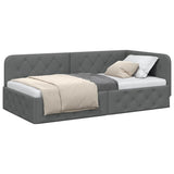 Vidaxl hoekbedframe donkergrijs 100 x 200 cm stof