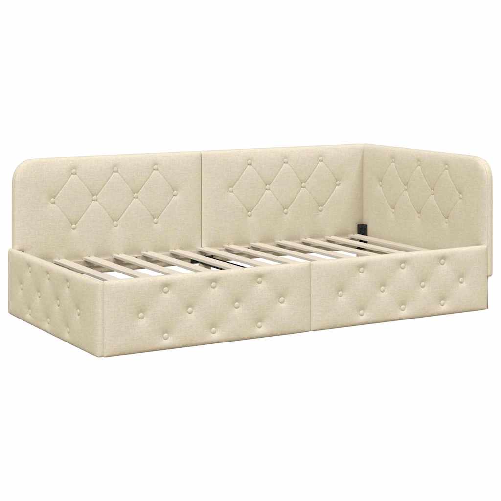 Vidaxl hoekbedframe crème 100 x 200 cm stof