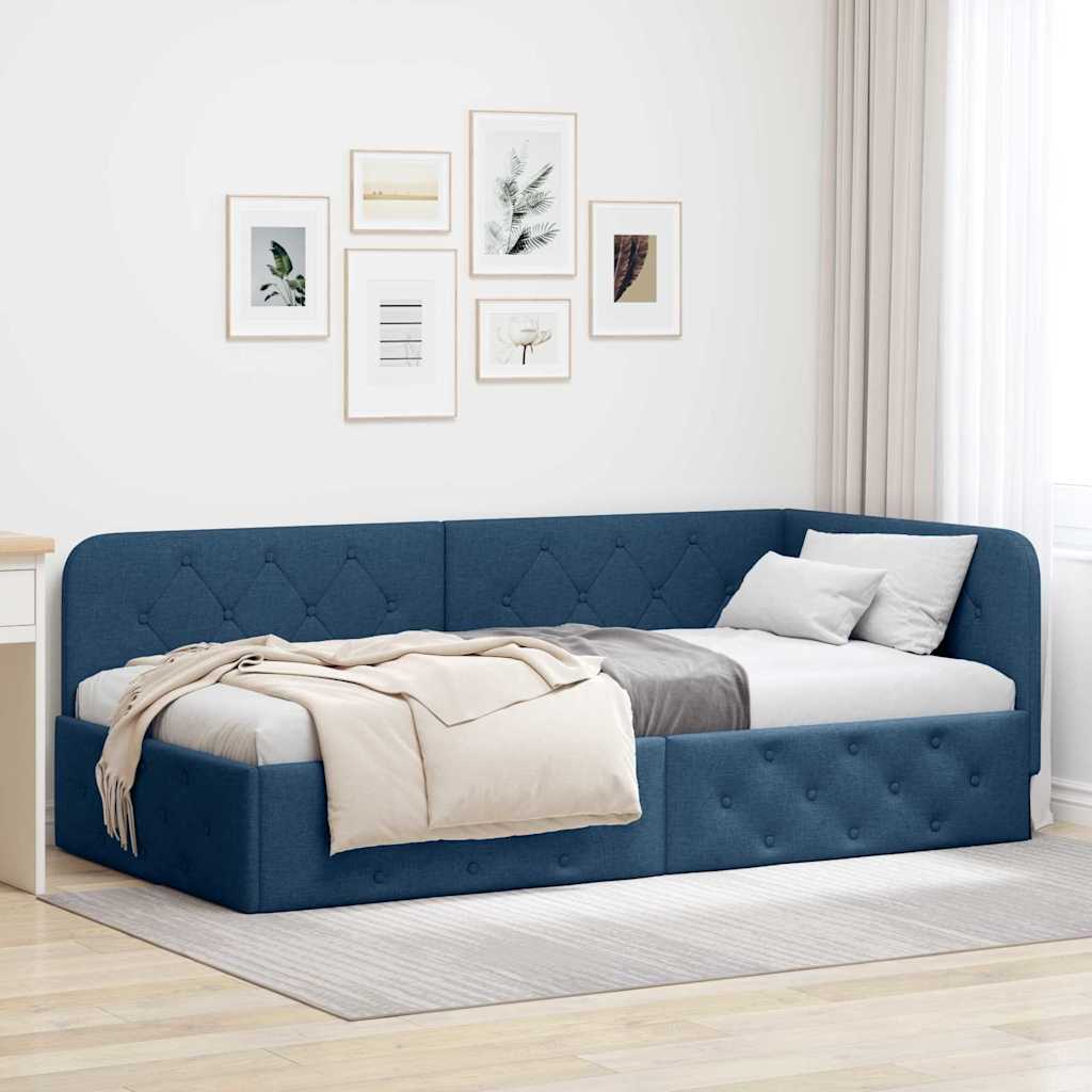 Vidaxl hoekbedframe blauw 100 x 200 cm stof